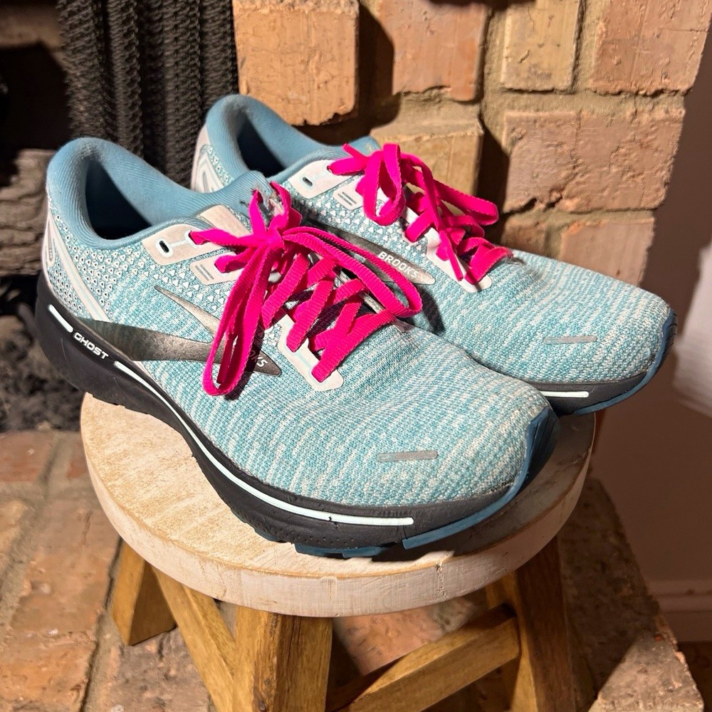 Brooks Ghost 14 Womens 9.5 B Running Shoes Aqua Blue Pink 1203561B141